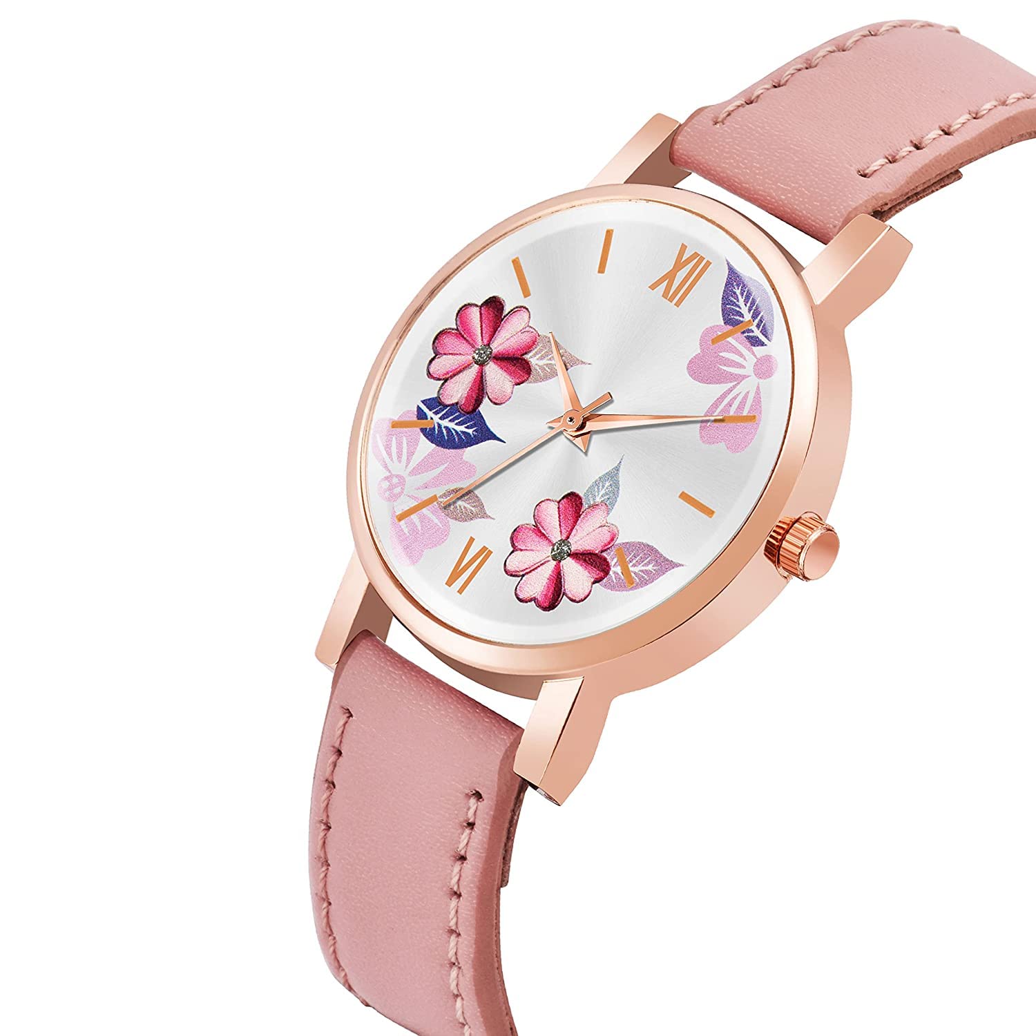 2-Pack Multi-Color Rubber & Leather Strap Watches for Girls - Fashionable & Durable Wristwatches for School, Sports, and Everyday Wear