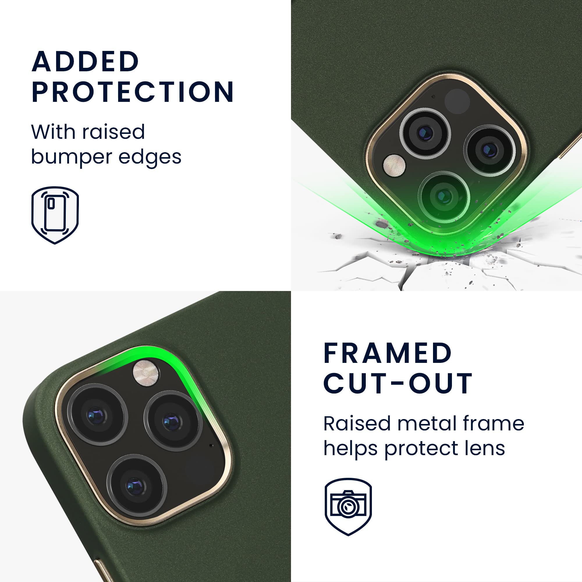 kwmobile Magnetic Ring Back Cover for Apple iPhone 12 & iPhone 12 Pro - Slim Protective Case with MagSafe Compatibility in Moss Green - Perfect for Wireless Charging & Everyday Protection