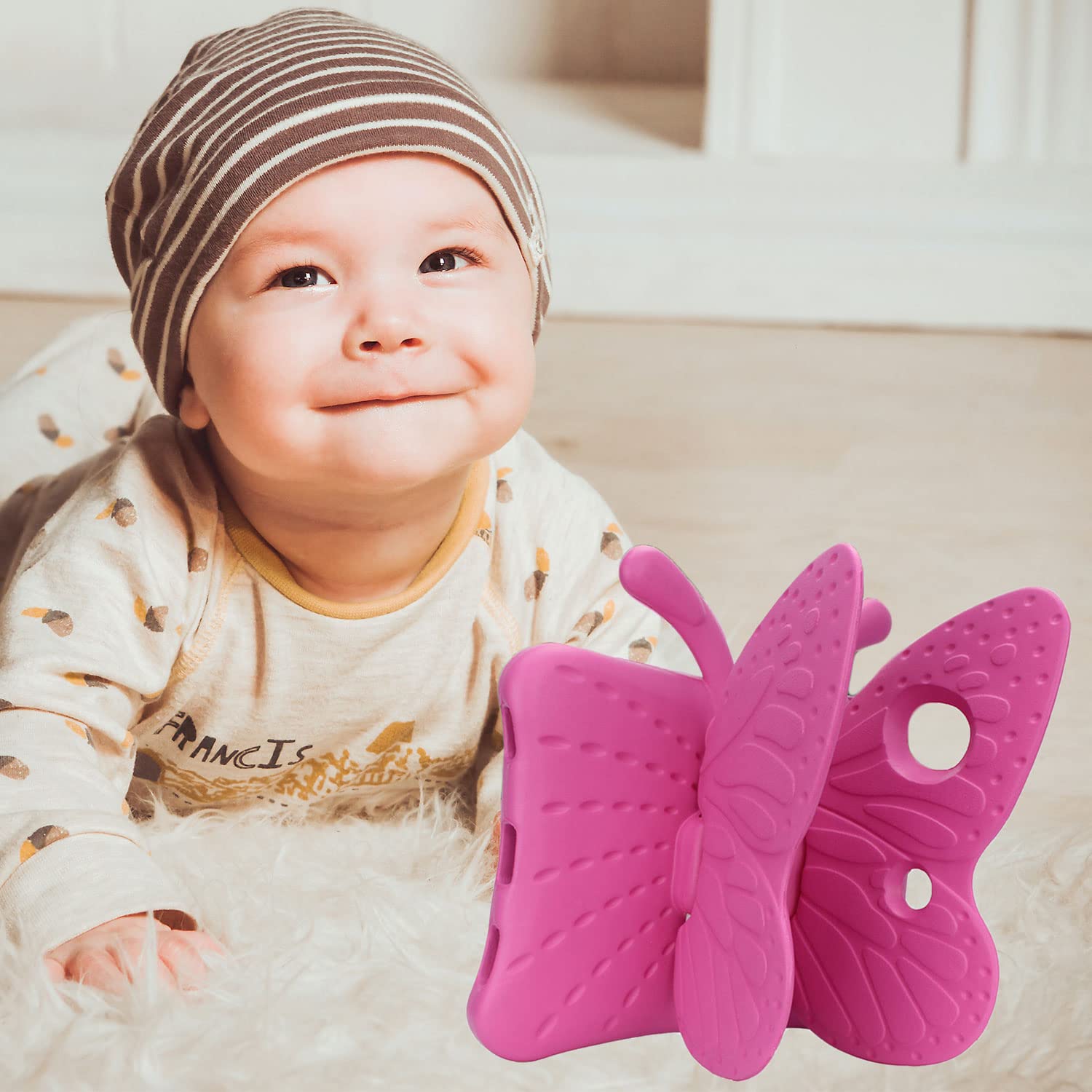 Cute Butterfly Shockproof EVA Foam iPad Case for Kids - Compatible with iPad 9th/8th/7th Gen (2021/2020/2019) 10.2