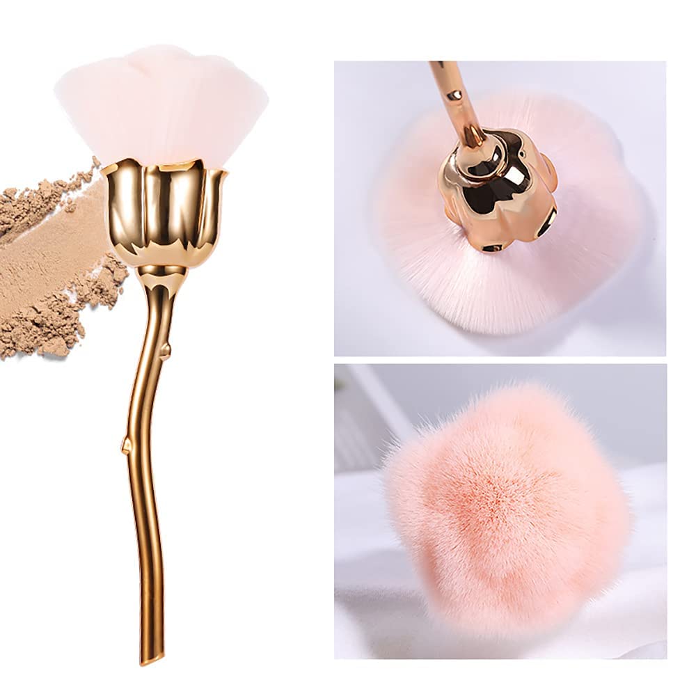 NAILWIND Nail Art Dust Powder Remover Brush - Soft Pink Rose Acrylic Nail Cleaning Brush for Manicure, Dust Removal & Makeup Tools | Perfect for Nail Salons, Home Manicures & Professional Nail Artists