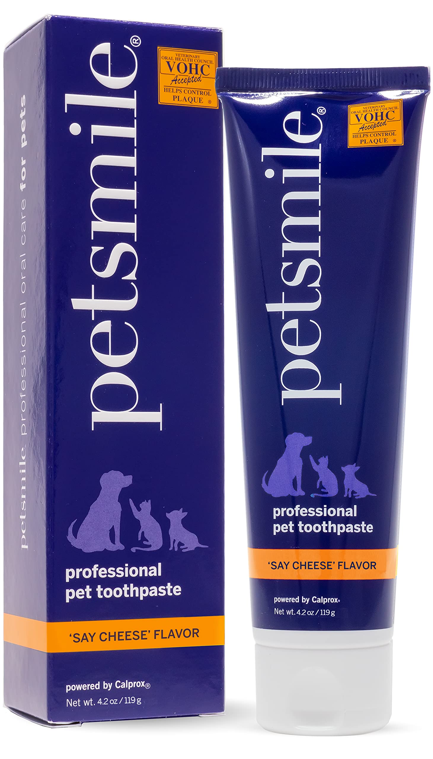 Petsmile Professional Pet Toothpaste for Dogs & Cats - VOHC Approved Plaque & Tartar Control - Fresh Breath Non-Enzymatic Dental Care (Say Cheese Flavor, 4.2oz) | Ideal for Daily Teeth Cleaning & Oral Hygiene at Home
