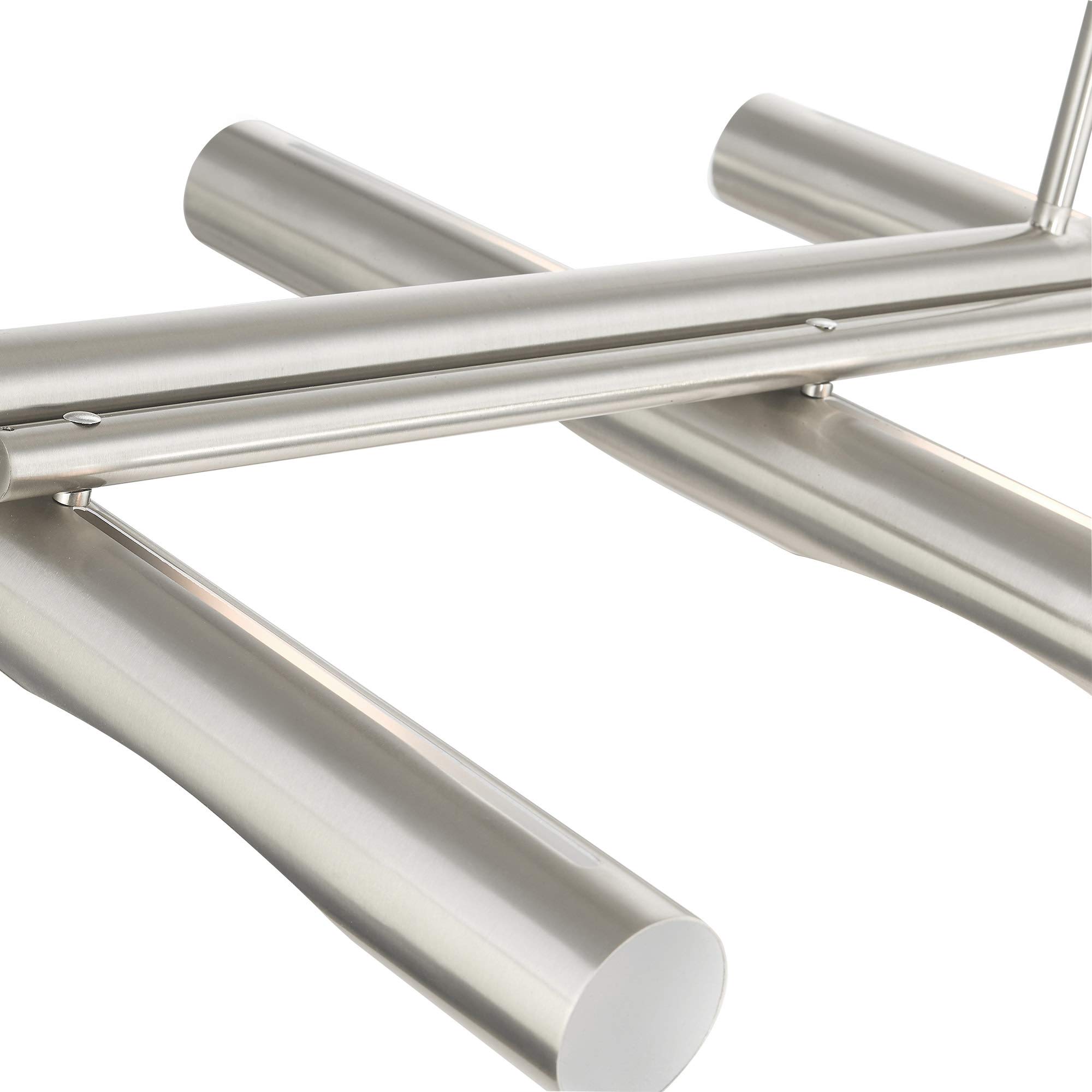 Livex Lighting Acra 10-Light Brushed Nickel Linear Chandelier - Modern Dining Room Pendant Light for Kitchen Island, Entryway & Living Room