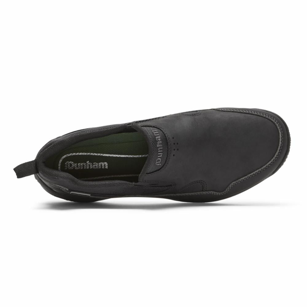 Dunham Men's Cloud Plus Slip-On Loafers - Comfortable Casual Shoes for Walking & Travel - Black (Ludlow Style) - Perfect for Work, Office & Everyday Wear