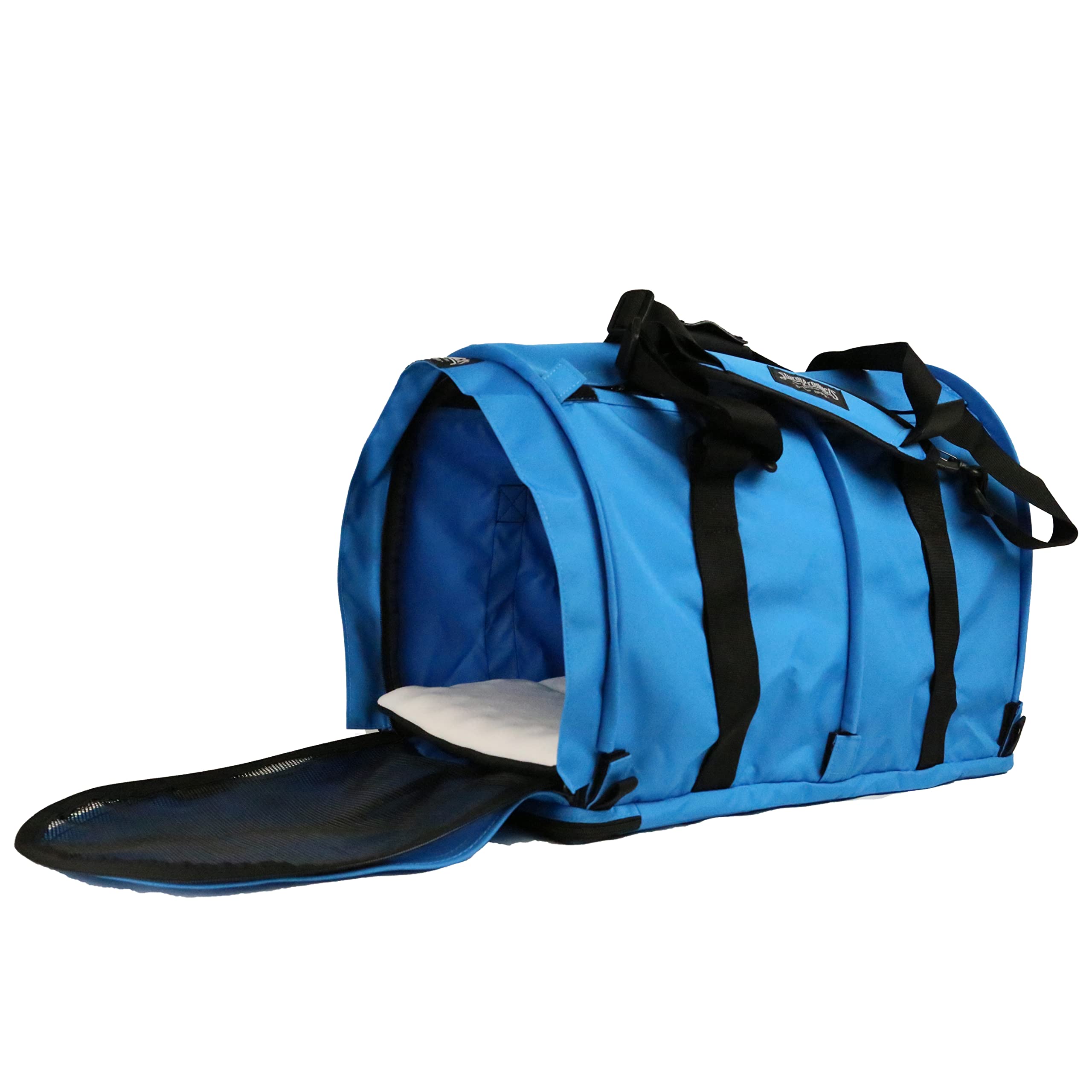 SturdiBag Large Pet Travel Carrier for Cats and Dogs - Soft-Sided with Adjustable Height, Safety Clips & Seatbelt Straps | Blue Jay Color, 18x12x12 Inches | Airplane, Car & Vet Approved (Model: SB2-PRO-BJ)