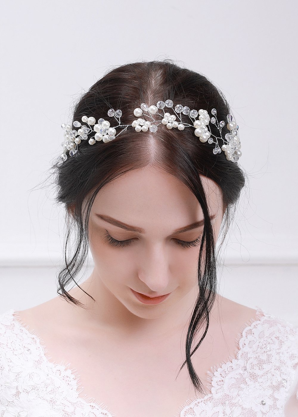 Kercisbeauty Crystal Wedding Tiara Hair Vine - Elegant Bridal Hair Accessory with Long Rhinestones for Bride, Bridesmaids, Prom, Pageant and Special Occasions