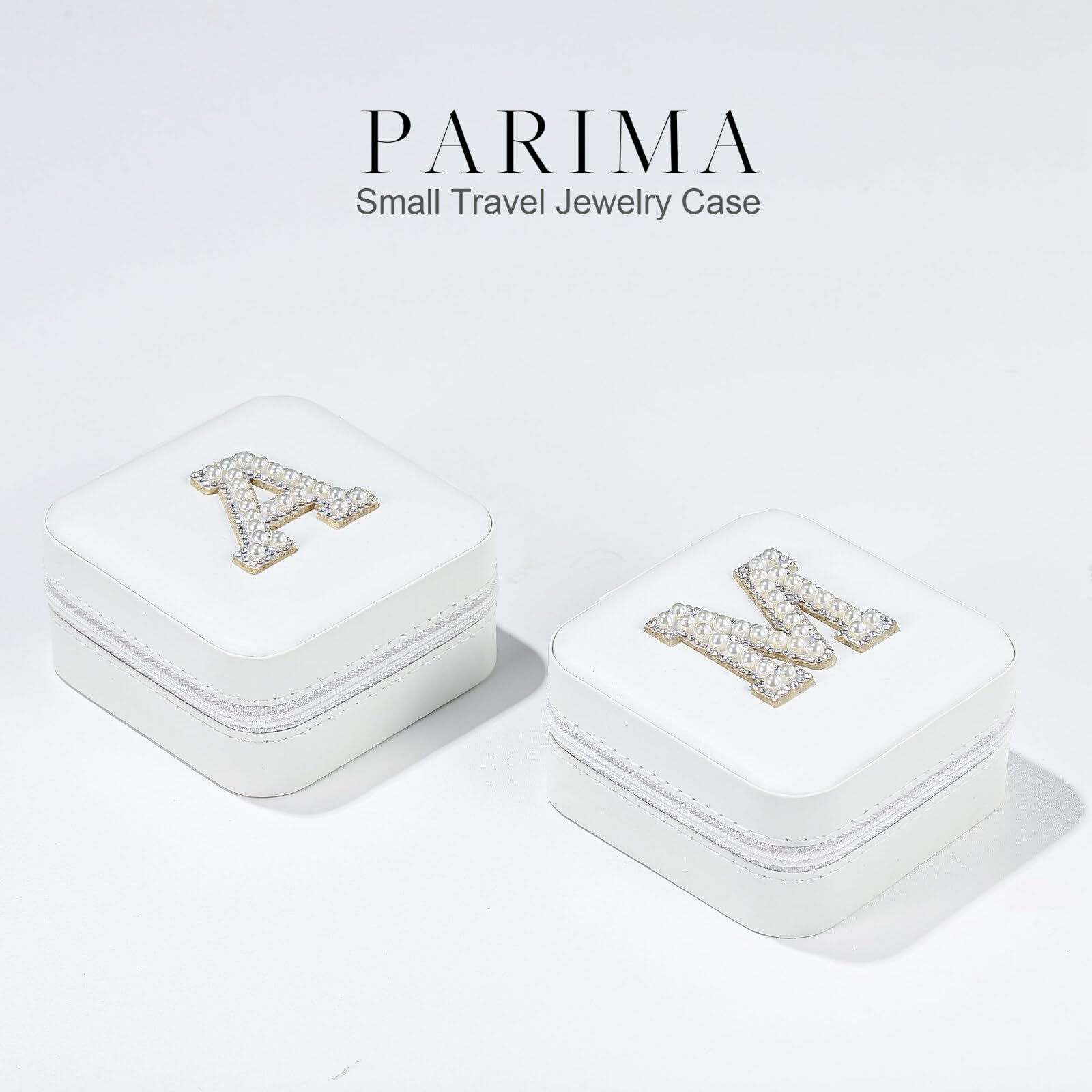 Parima Personalized Travel Jewelry Case for Women & Girls - Monogrammed L Initial Jewelry Organizer | Compact Jewelry Storage Box | Perfect Birthday Gift for Her | Ideal for Vacations, Business Trips & Daily Use - White