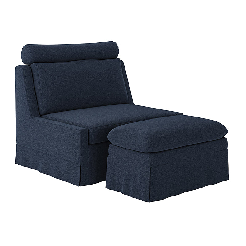 Tobias Modern Style 45W Slipcovered Living Room Chair with Ottoman - Comfortable Lounge Chair for Living Room, Bedroom & Office