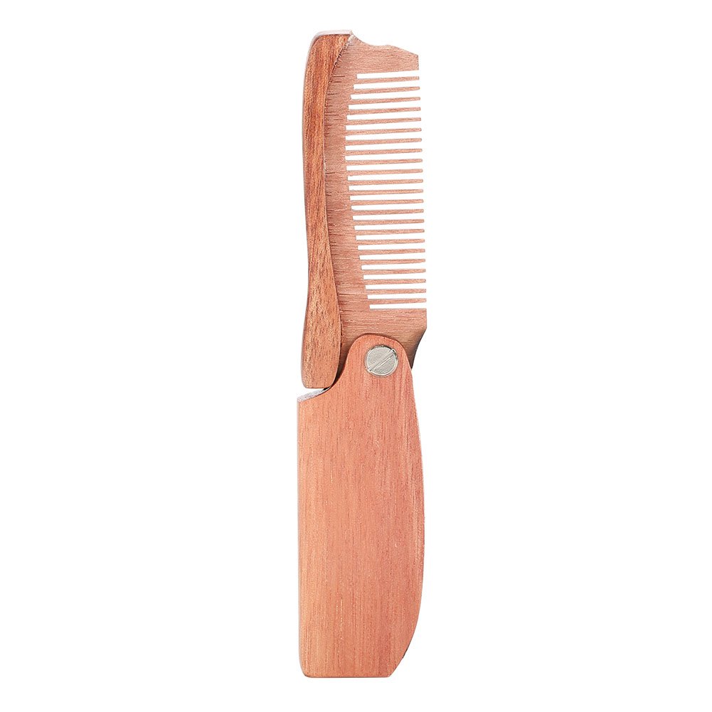 Premium Wooden Folding Beard Comb - Portable Pocket Mustache & Beard Grooming Kit - 3.9 Inch Travel Size for Men - Perfect for Home, Office & Travel Use