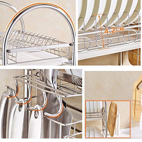 3-Tier Kitchen Dish Drain Rack & Cutlery Organizer - 57.5x29.3x66cm Tableware Storage Box for Forks, Spoons, Utensils - Perfect for Countertop Drying & Organizing in Small Kitchens, Restaurants, and Dorm Rooms