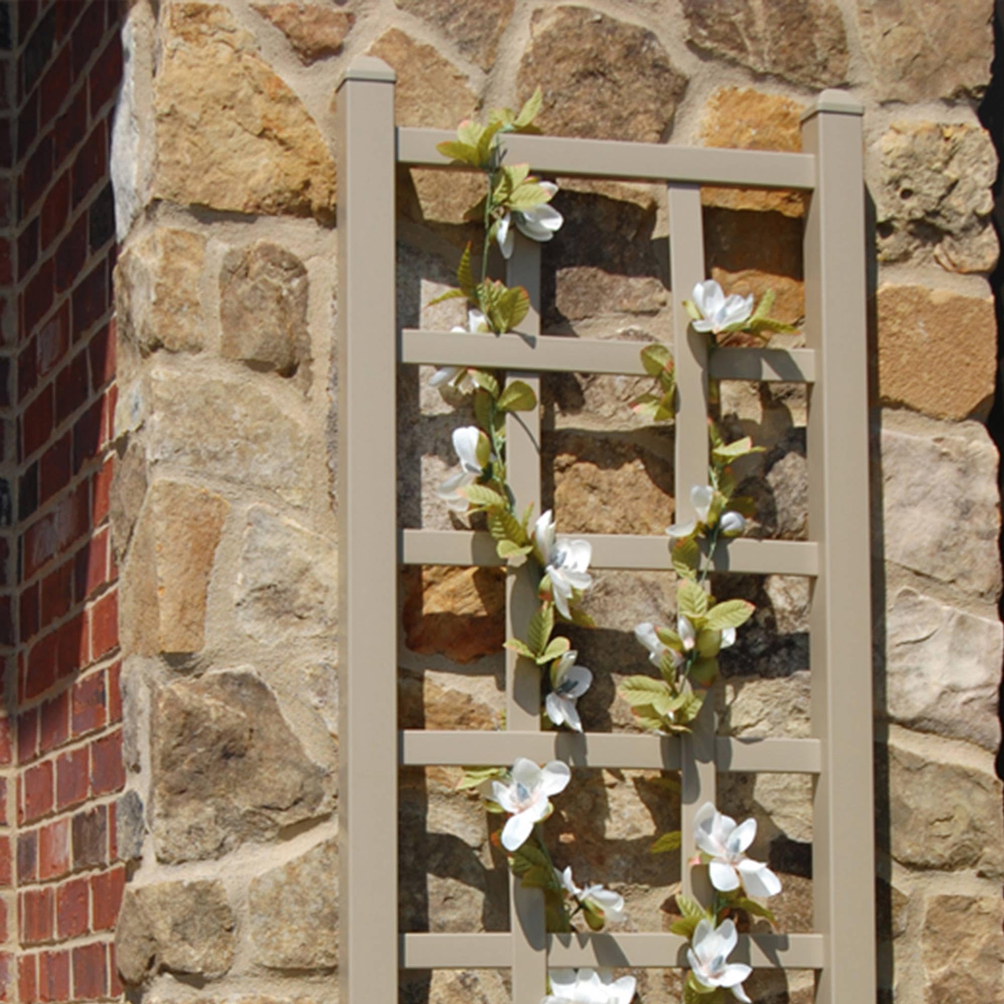 Dura-Trel Elmwood 22x75 Inch Indoor/Outdoor Garden Trellis with Ground Anchors - Plant Support for Vines, Climbing Plants, Flowers & Vegetables in Mocha - Perfect for Backyard, Patio, Balcony & Vertical Gardening