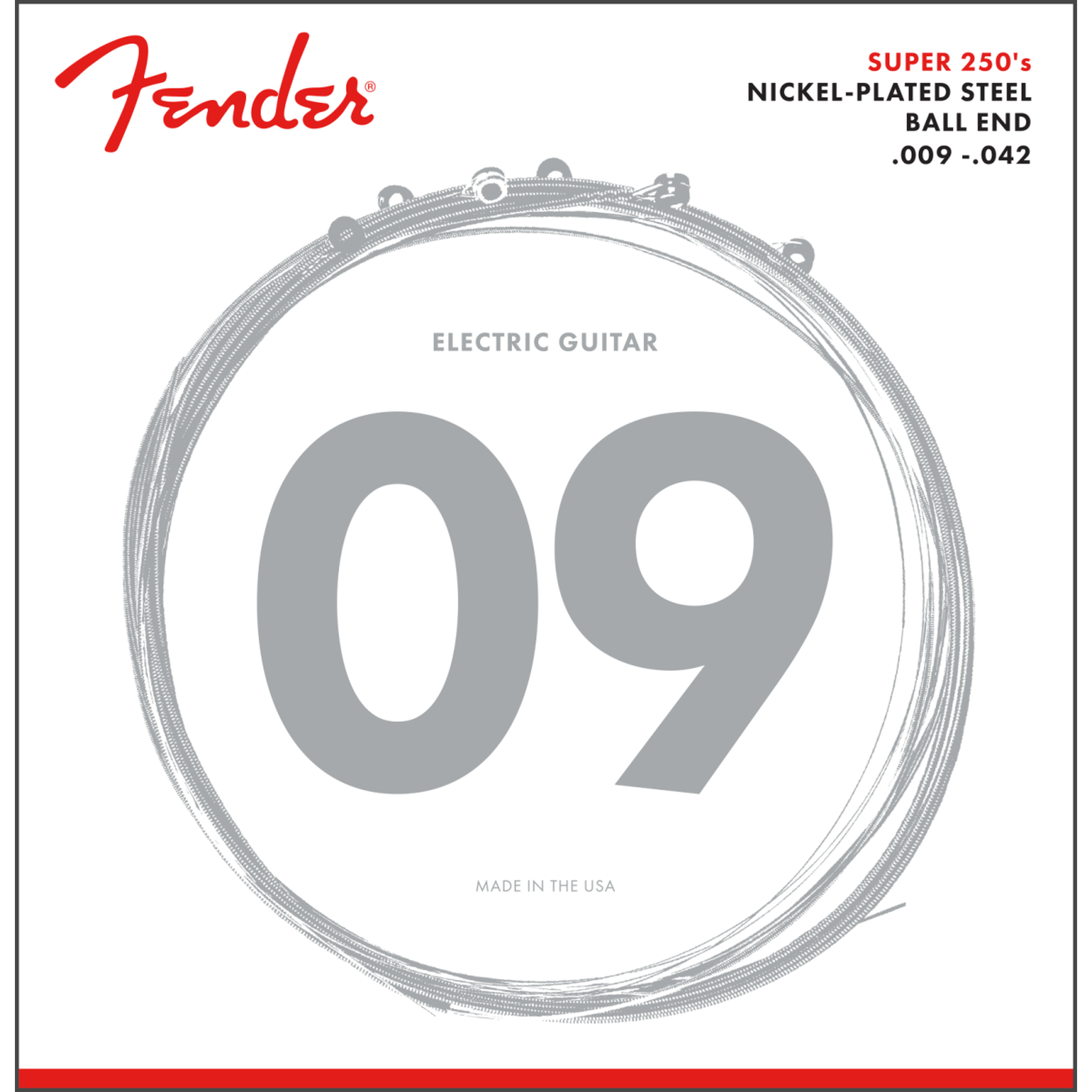 Fender 250L Electric Guitar Strings 9-42 Gauge - Premium Nickel Plated Steel for Rock, Blues & Jazz - Perfect for Stratocaster, Telecaster & Electric Guitars - Long-Lasting Tone & Durability