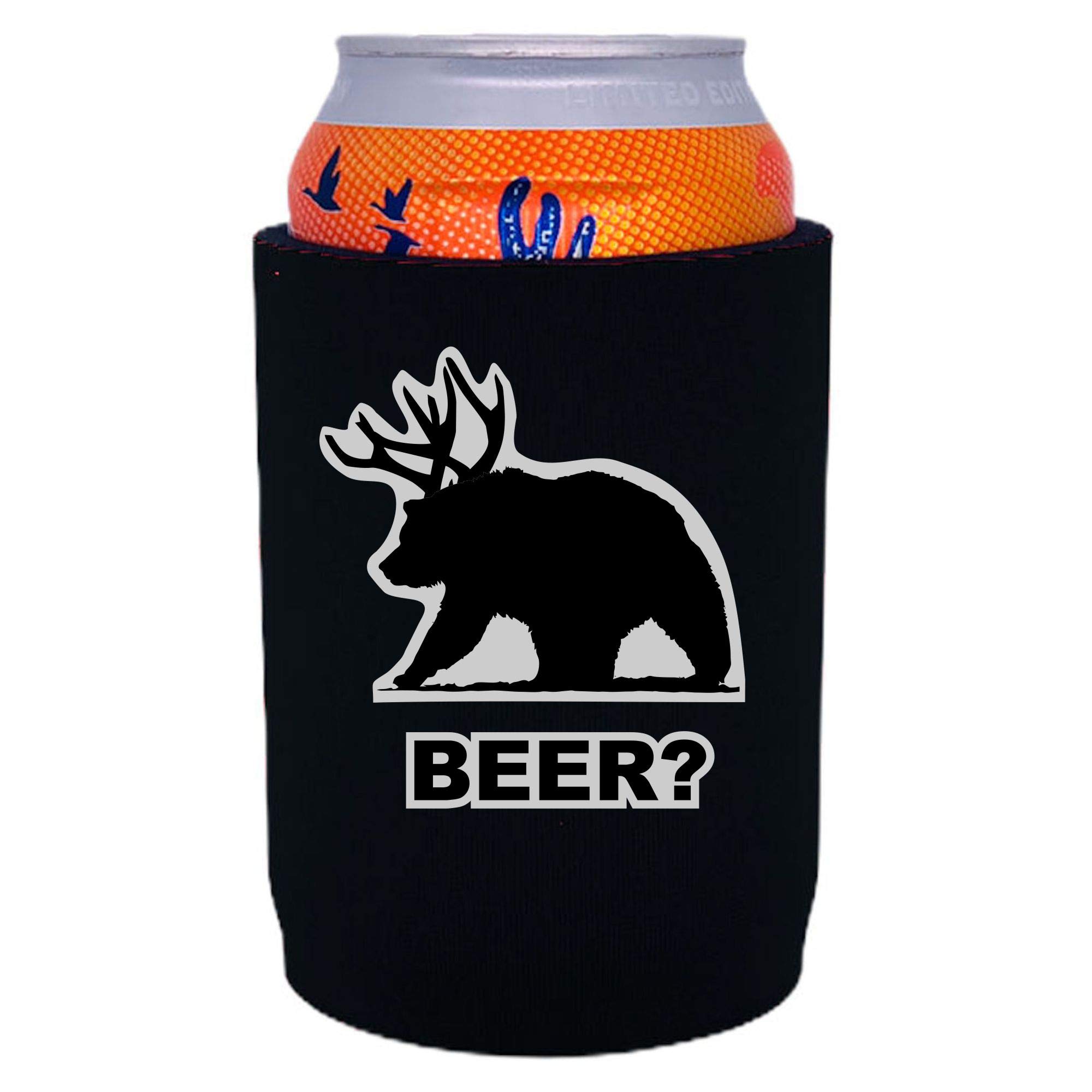 Beer Bear Full Bottom Can Cooler - Insulated Can Koozie for Beer & Soda (Black, 1-Pack) - Keep Drinks Cold at BBQs, Parties & Outdoor Events