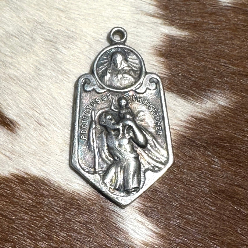 Vintage St. Christopher Pendant Necklace - Timeless Religious Jewelry for Travel Protection & Gifts | Perfect for Men, Women, Baptism, First Communion & Everyday Wear