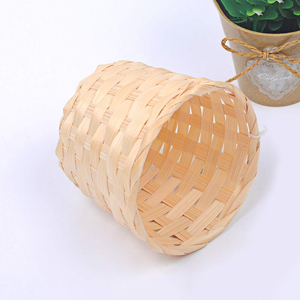 6-Piece Bamboo Woven Storage Basket Set - Eco-Friendly Desktop Organizer for Crafts, Toys, Jewelry | Perfect for Home Office, Nursery & Bathroom Organization