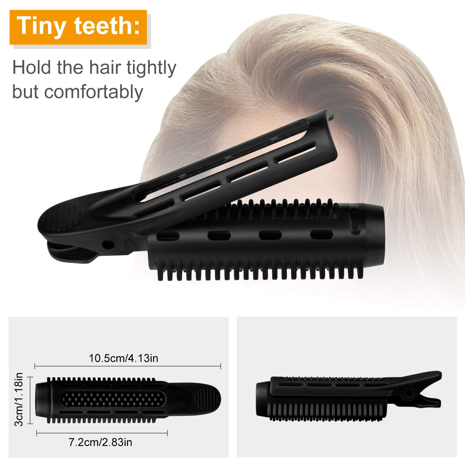 6pcs Volumizing Hair Root Clips for Women - Instant Hair Volume Boost, Fluffy & Natural Look for Thin & Curly Hair - Includes 2 Roller Tools (Black) | Perfect for Daily Styling, Parties & Special Occasions