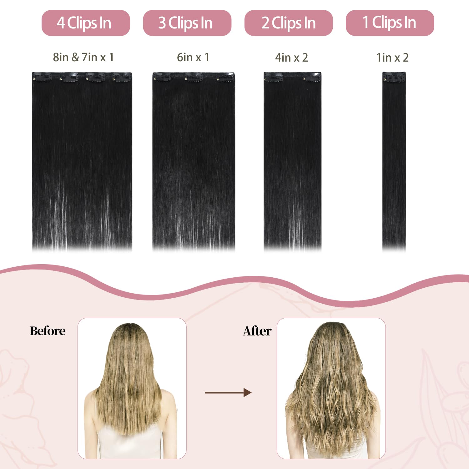 HUAYI 16 Inch Clip in Human Hair Extensions - 7pcs 120g Real Remy Hair, Soft & Tangle-Free for Natural Black Hair | Perfect for Daily Styling, Parties & Special Occasions