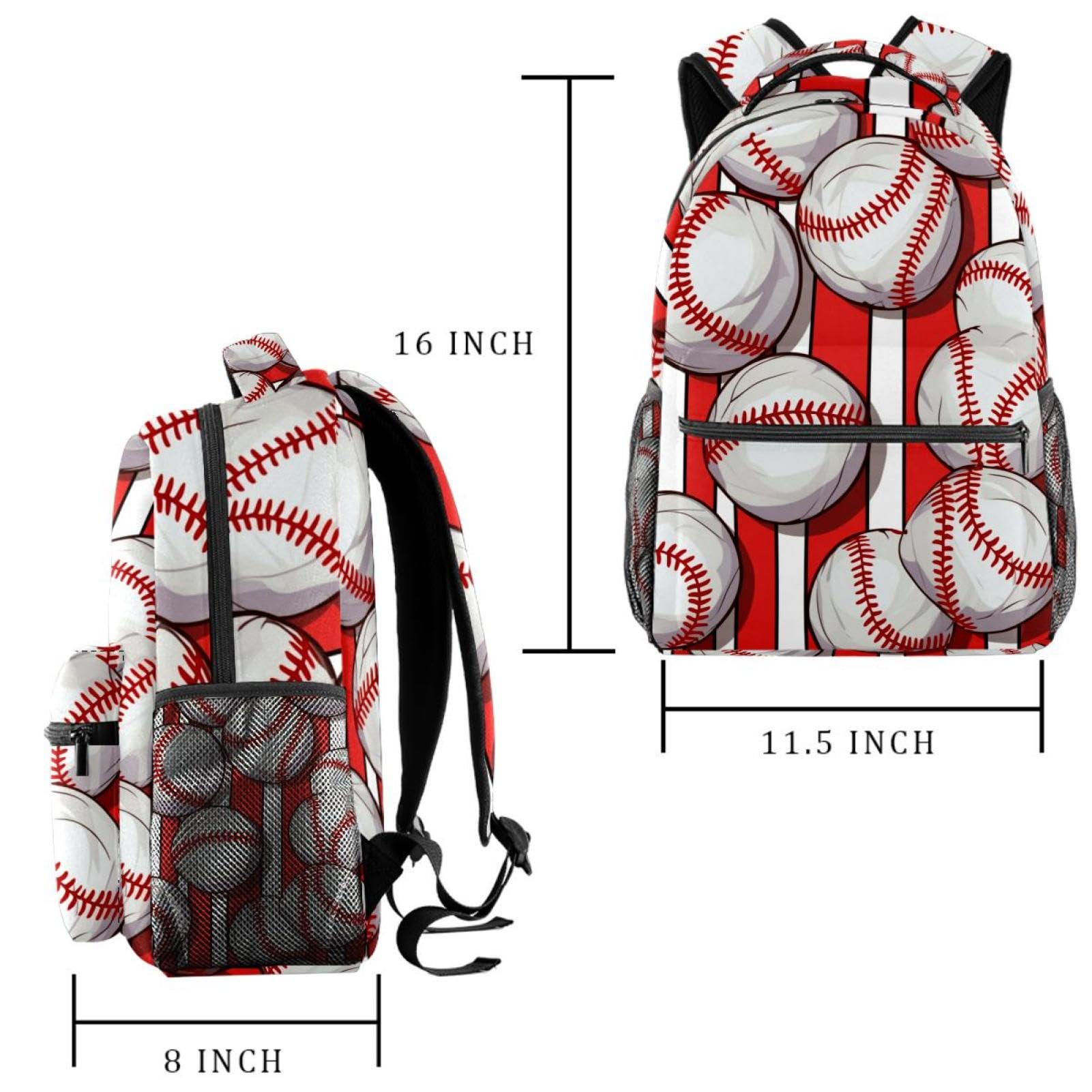 Stylish Travel Backpack for Women & Men - Baseball Red Stripes Design - Durable Carry-On Backpack for Commuting, Hiking & College Campus Use