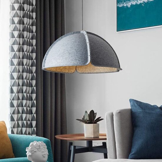 Crudrupp Felt Dome Pendant Lamp - Modern Handmade Nordic Style Ceiling Light for Living Room, Bedroom & Dining Room - Perfect for Home Decor, Office Lighting & Cozy Ambiance