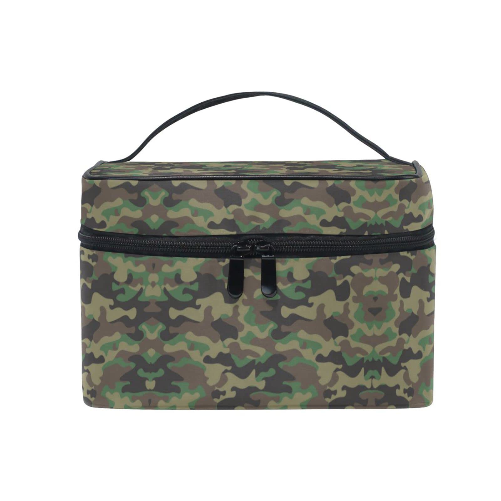 Military Camouflage Green Cosmetic Bag Organizer - Waterproof Zippered Makeup Pouch & Toiletry Case for Women | Travel, Gym, Camping Essentials