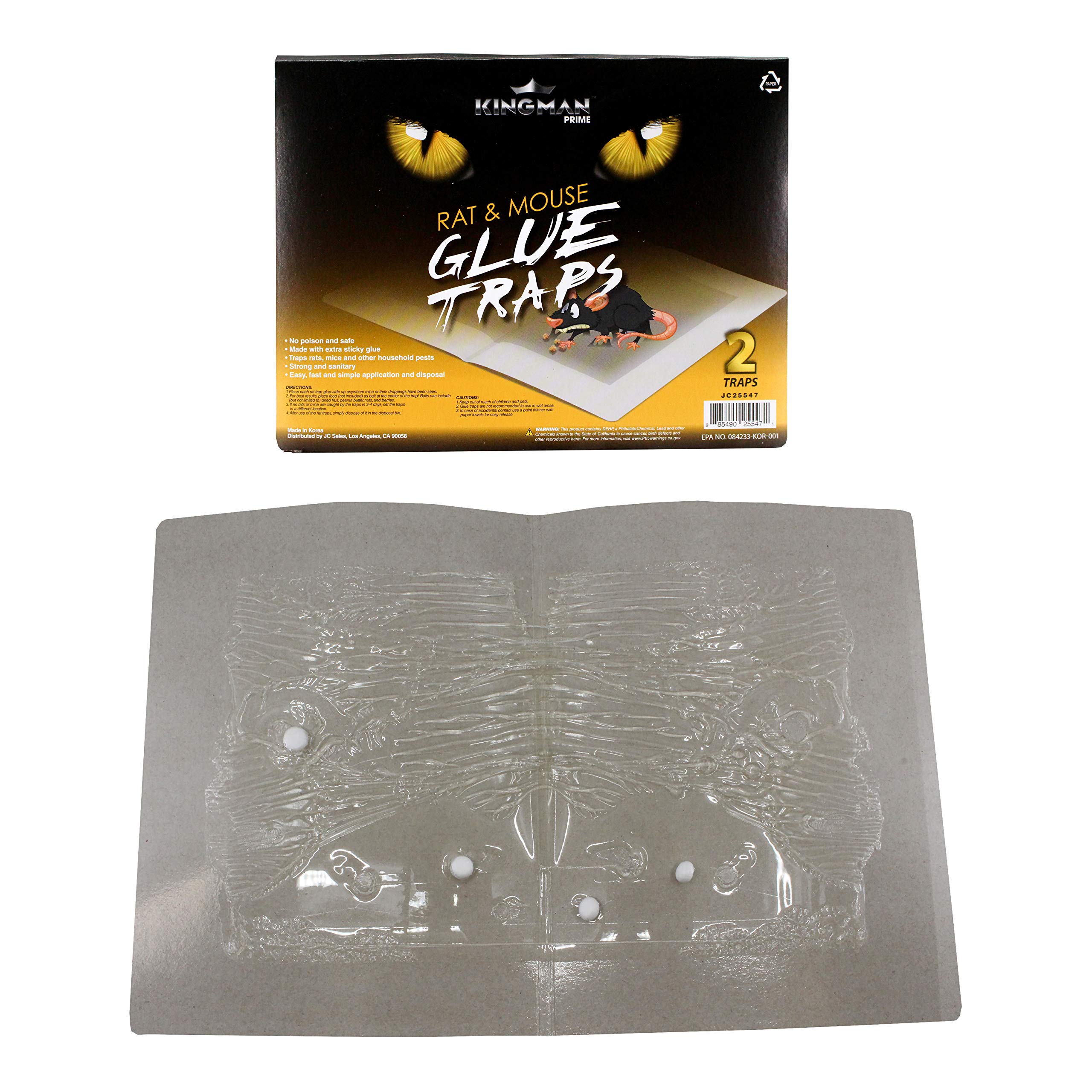 KINGMAN PRIME Extra Large Sticky Cardboard Rat & Mouse Glue Traps - 144 Pack with Professional Strength Adhesive for Home, Kitchen, Garage & Basement Rodent Control
