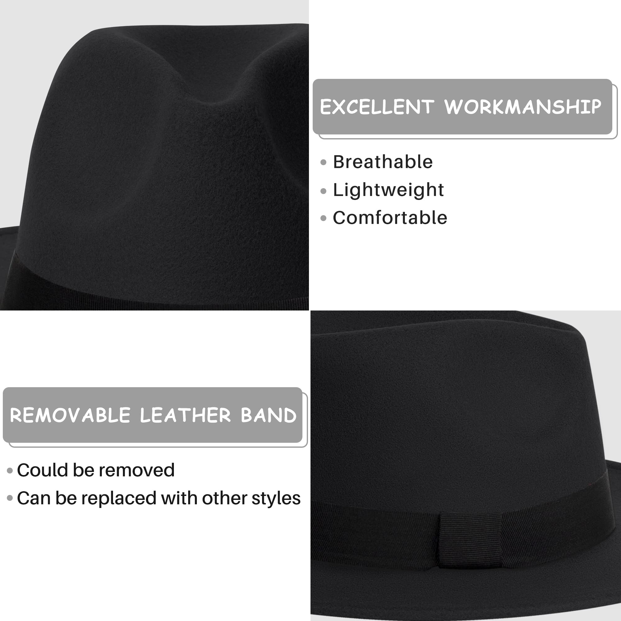 Stylish Wide Brim Fedora Hat for Women & Men - Classic Two-Tone Felt Panama Hat for Summer, Beach, Outdoor Events & Fashion Accessories