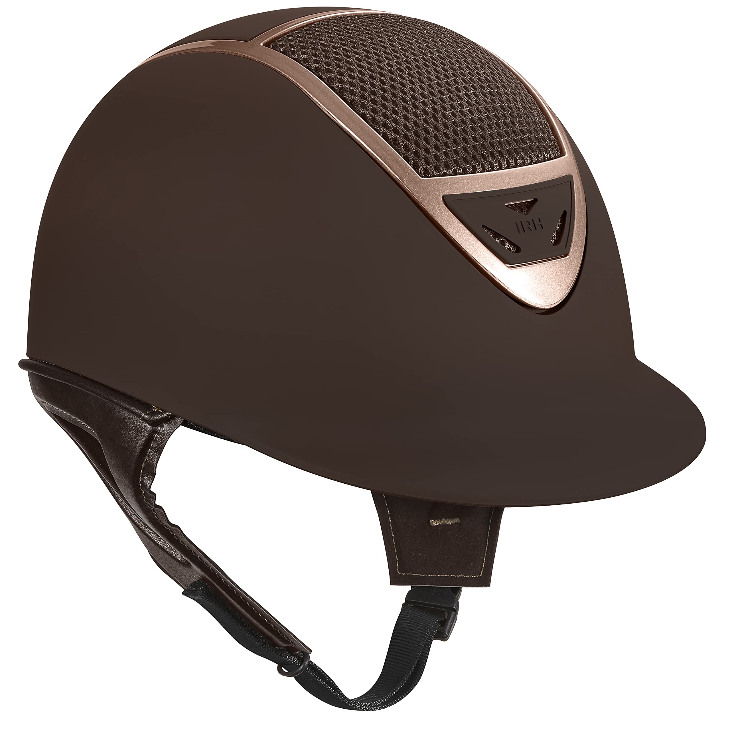 IRH XLT Equestrian Helmet - Matte Brown with Rose Gold Frame - Medium Size - ASTM/SEI Certified for Safety - Perfect for Horseback Riding, Show Jumping & Dressage