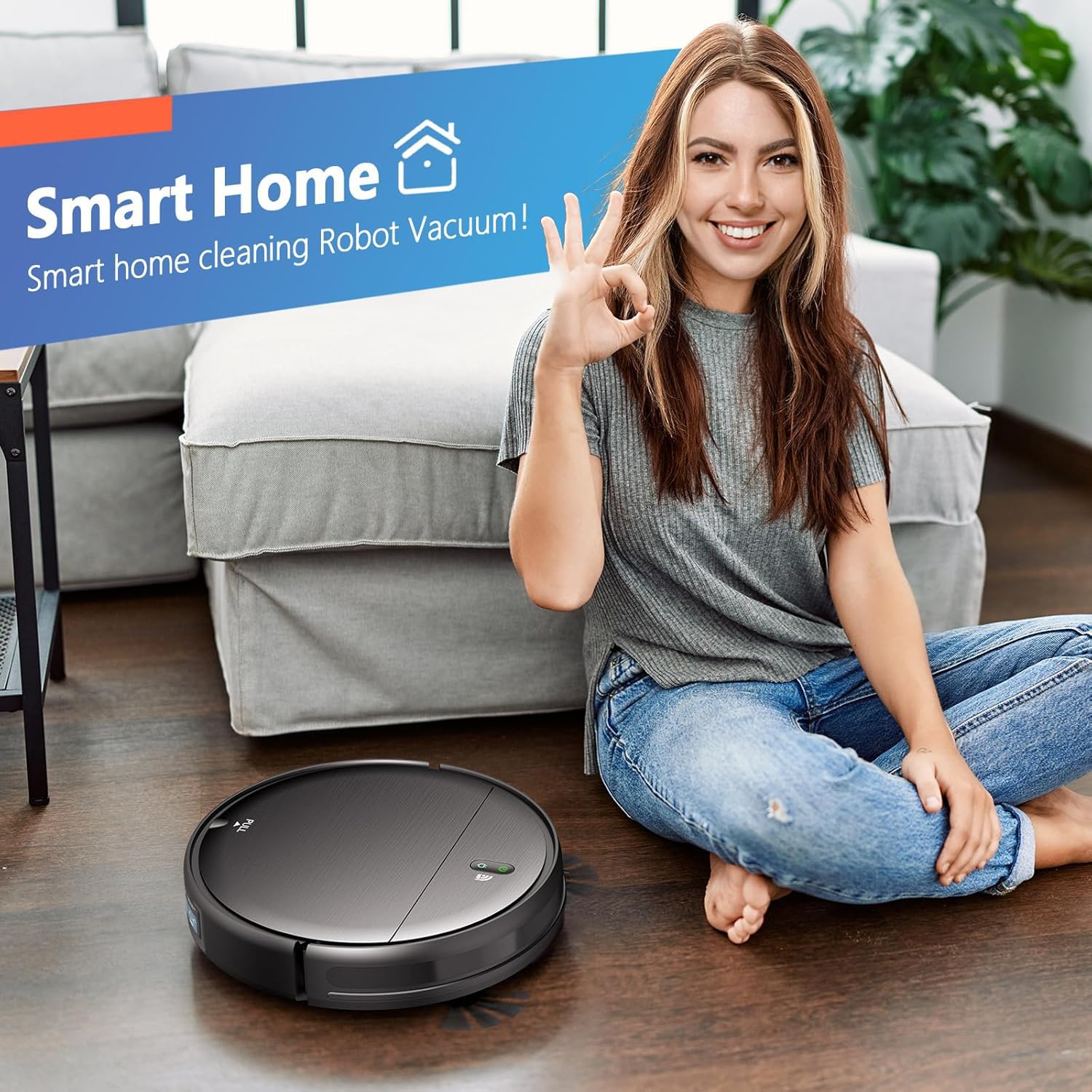 MAMNV 2-in-1 Robot Vacuum and Mop Cleaner with WiFi/App Control, Self-Charging, Slim Design for Hard Floors & Carpets - Perfect for Pet Hair Removal & Smart Home Cleaning (Living Room, Bedroom, Office)