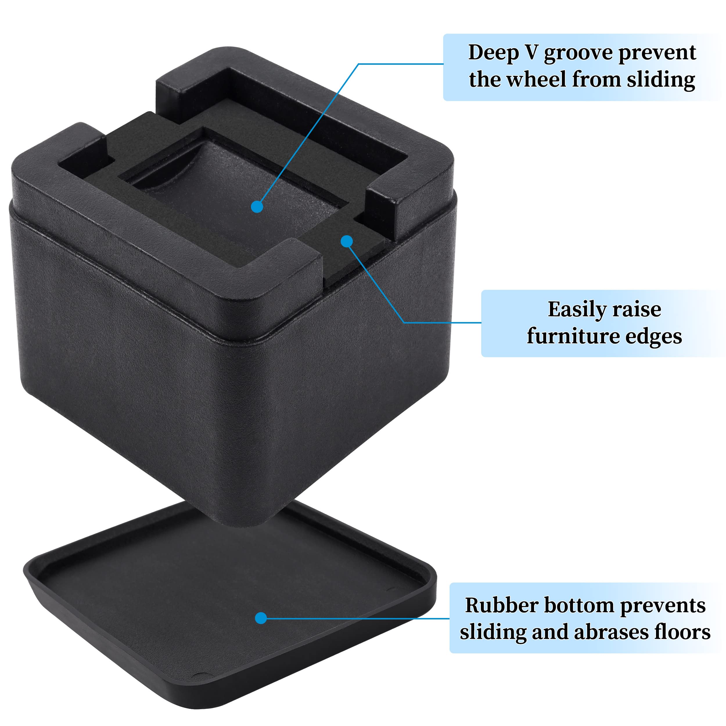 Joyclub 3 Inch Heavy Duty Bed Risers - Durable & Stackable Bed Lifts for Sofa, Table, Couch & Bed Frame - Fits Casters or Legs (4 Pack) - Perfect for Extra Storage Space & Room Organization