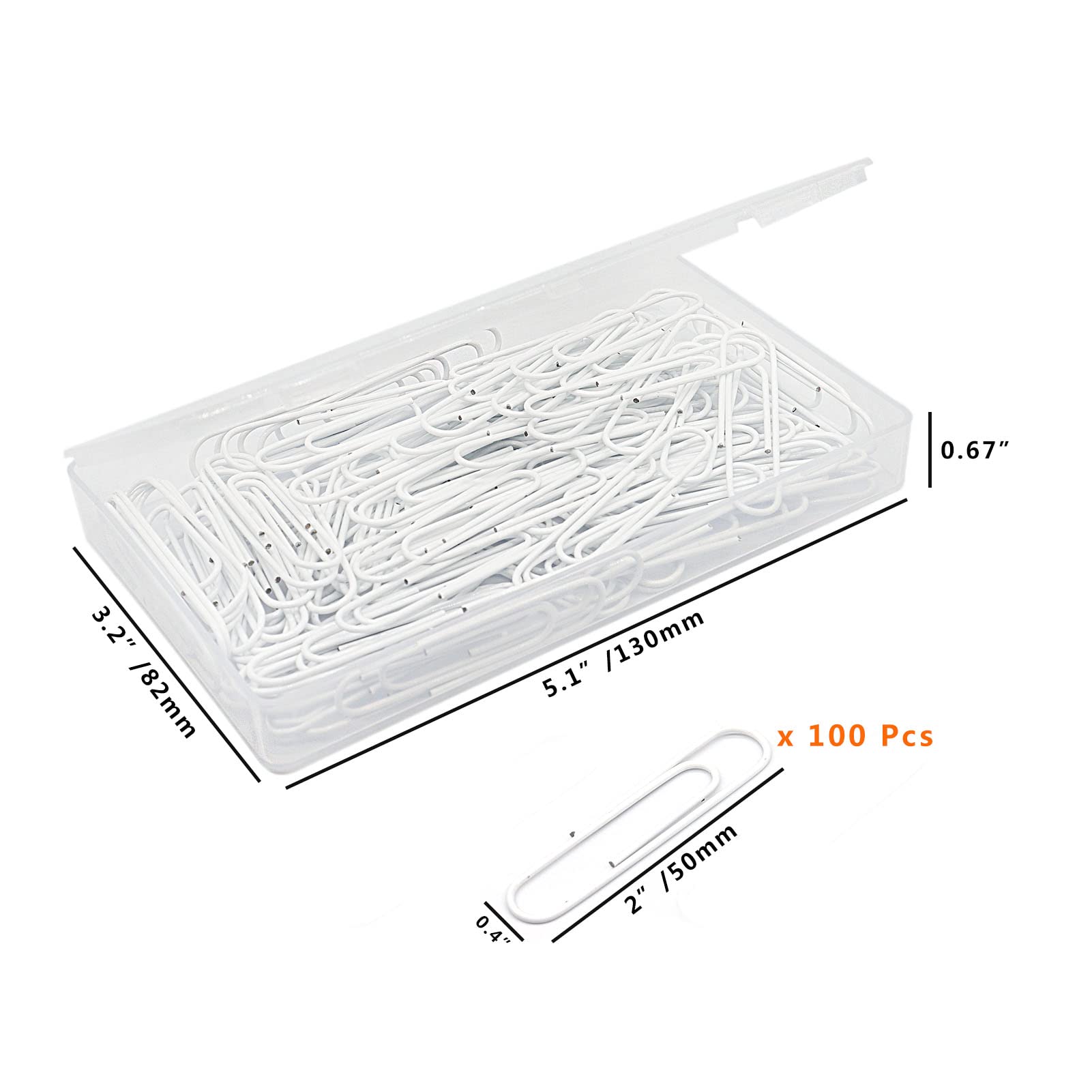 Jumbo Paper Clips 2 Inch (50mm) - 100pcs White for Office & School