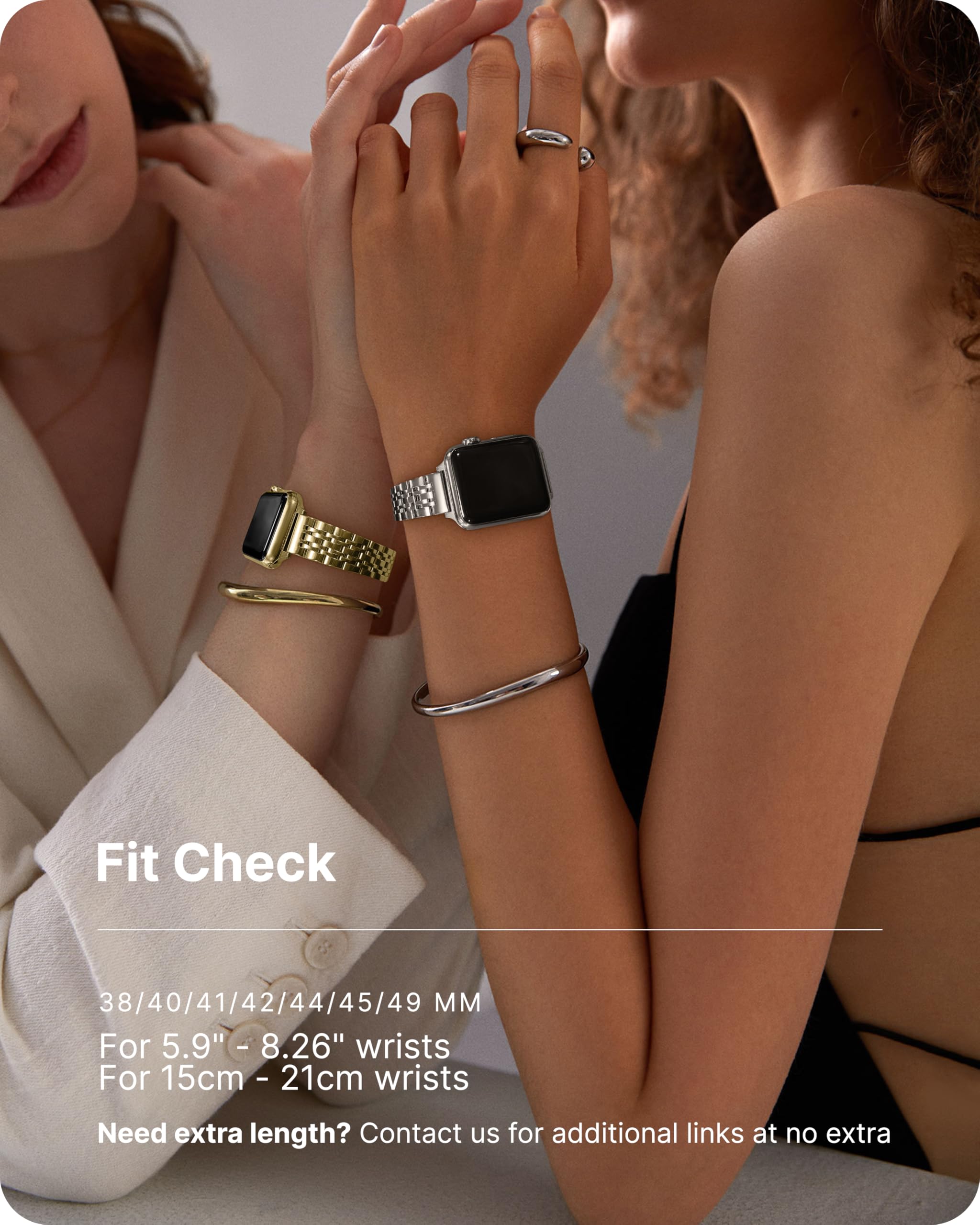 Slim Stainless Steel Apple Watch Band for Women - Compatible with 38mm 40mm 41mm 42mm iWatch Series 10/9/8/7/6/SE/5/4/3/2/1 - Silver Metal Strap Replacement - Perfect for Workouts, Office & Everyday Wear