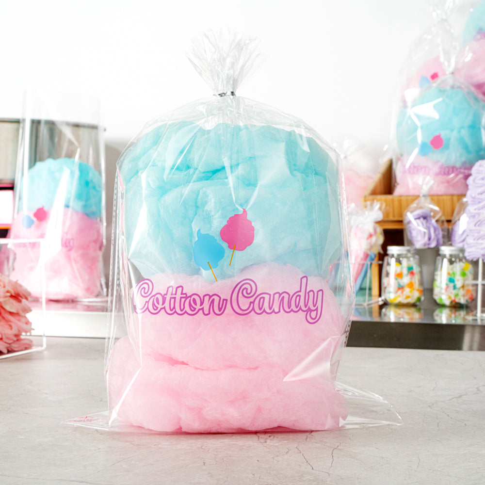 Clear Plastic Cotton Candy Bags 12x18 Inches - 100 Count Box | Bulk Packaging for Candy, Concessions & Party Favors