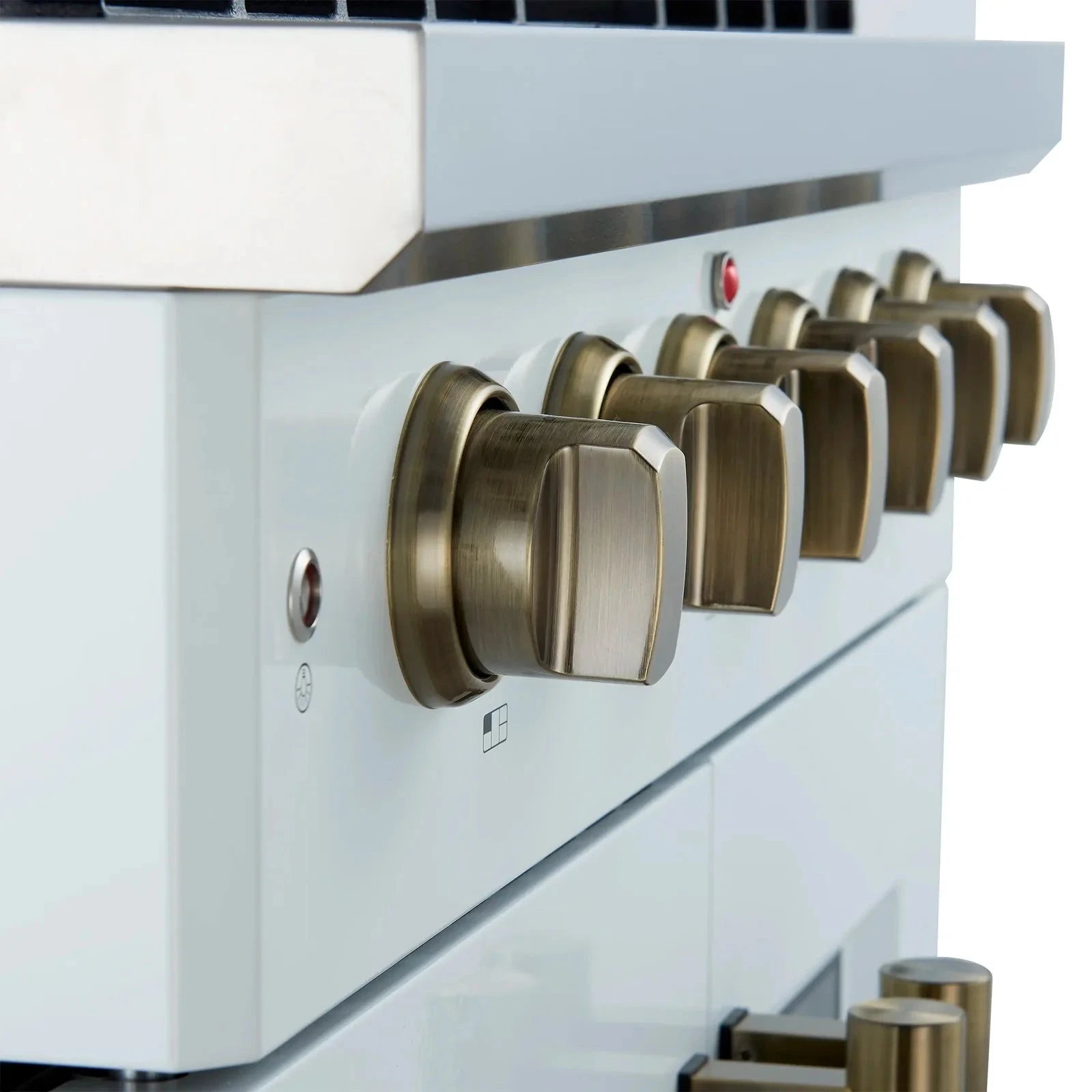 Forno Galiano 30-Inch Freestanding All Gas Range with French Doors - White Finish & Antique Brass Trim (Model FFSGS6444 30WHT) | Perfect for Modern Kitchens, Home Chefs & Gourmet Cooking