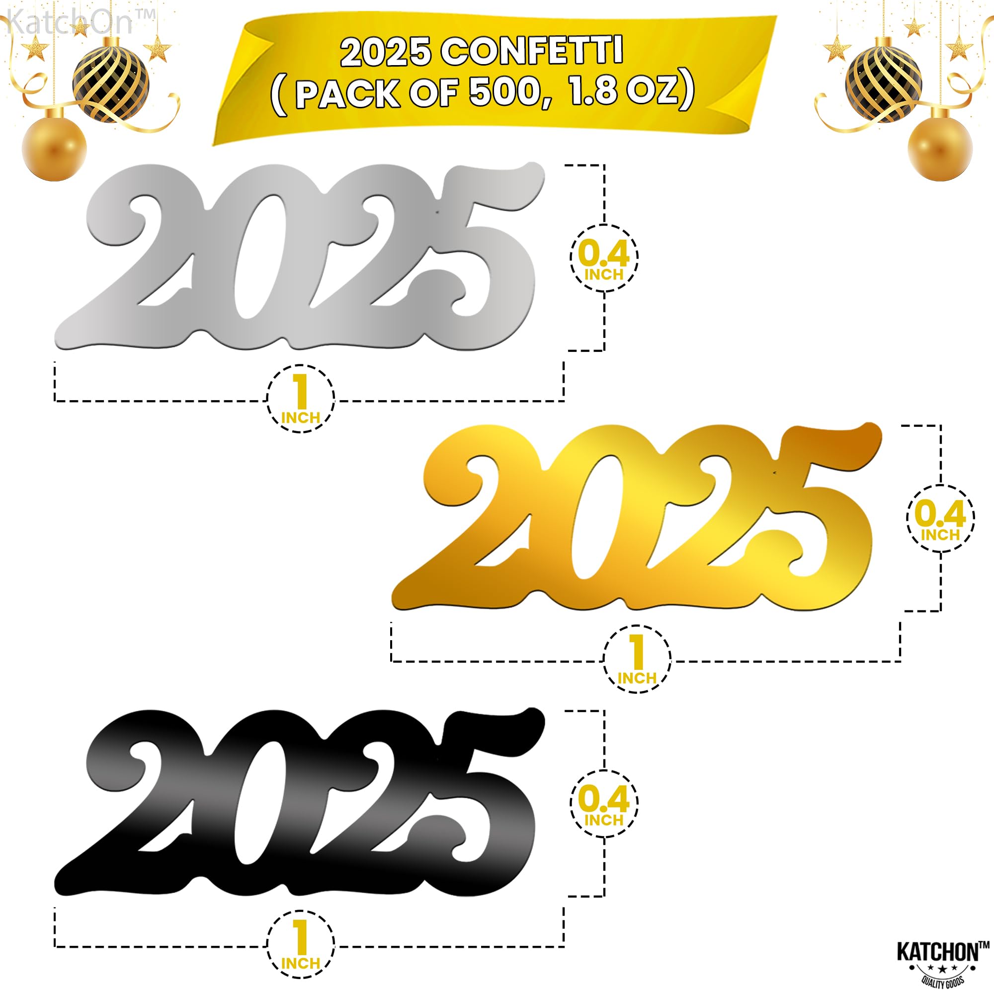 KatchOn 2025 Graduation Confetti - Silver, Black & Gold Pack of 500 | Class of 2025 Party Decorations | Perfect for Graduation Tables, Photo Backdrops & Celebration Scenes