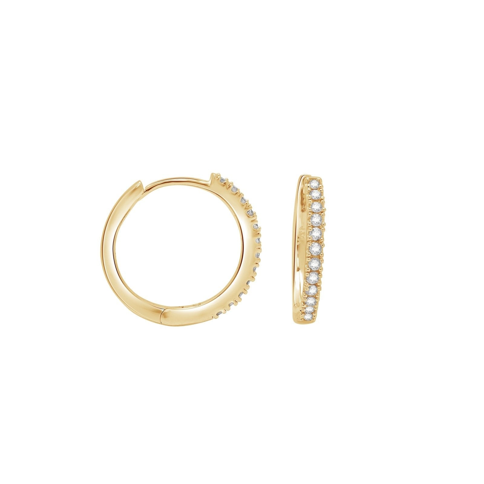 14K Yellow Gold Classic Diamond Hoop Earrings for Women - Timeless Elegance for Everyday Wear, Parties & Special Occasions