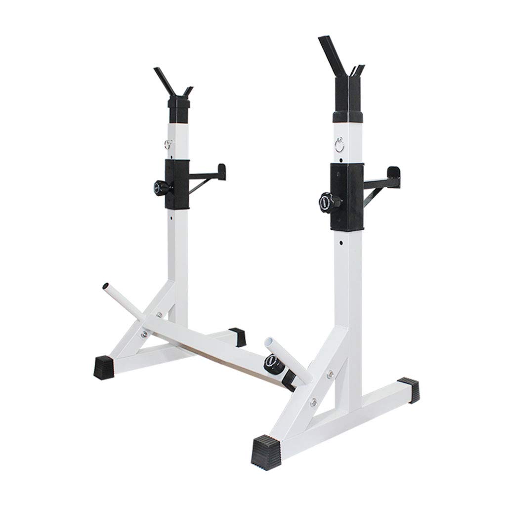 Commercial Multi-Function Squat Rack & Weight Bench - Adjustable Telescopic Barbell Rack for Home Gym (White, 83x57x138cm) - Perfect for Strength Training, Powerlifting & CrossFit Workouts
