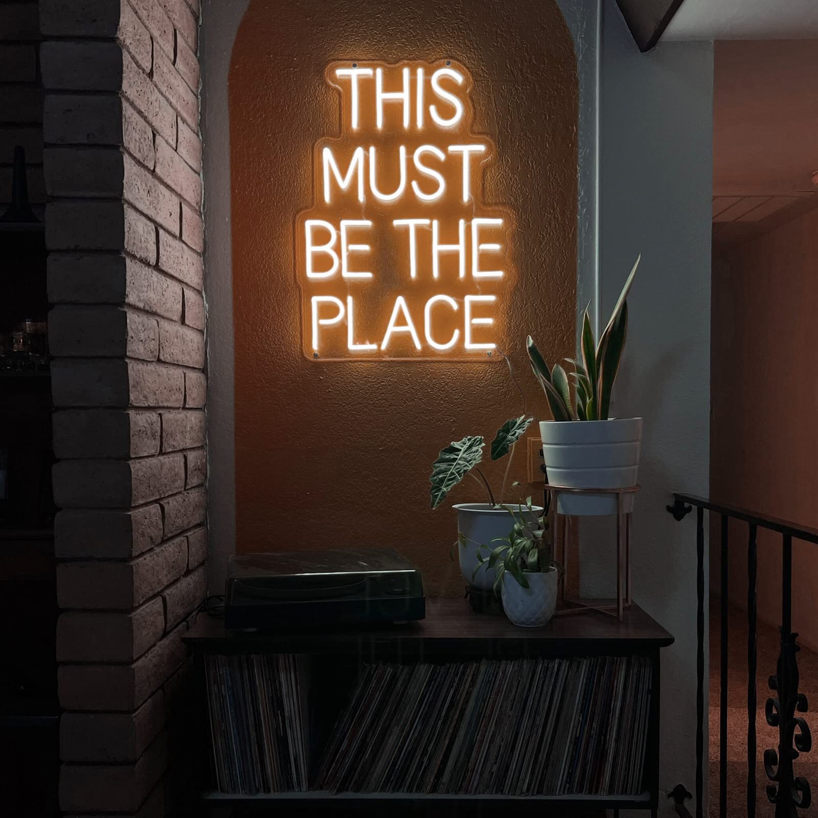 GYIODFU This Must Be The Place Neon Sign - Dimmable LED Wall Art for Bedroom, Man Cave, Bar, Salon & Office Decor (Warm White) | Perfect for Home Theater Lighting, Wedding Backdrops & Instagrammable Room Aesthetics