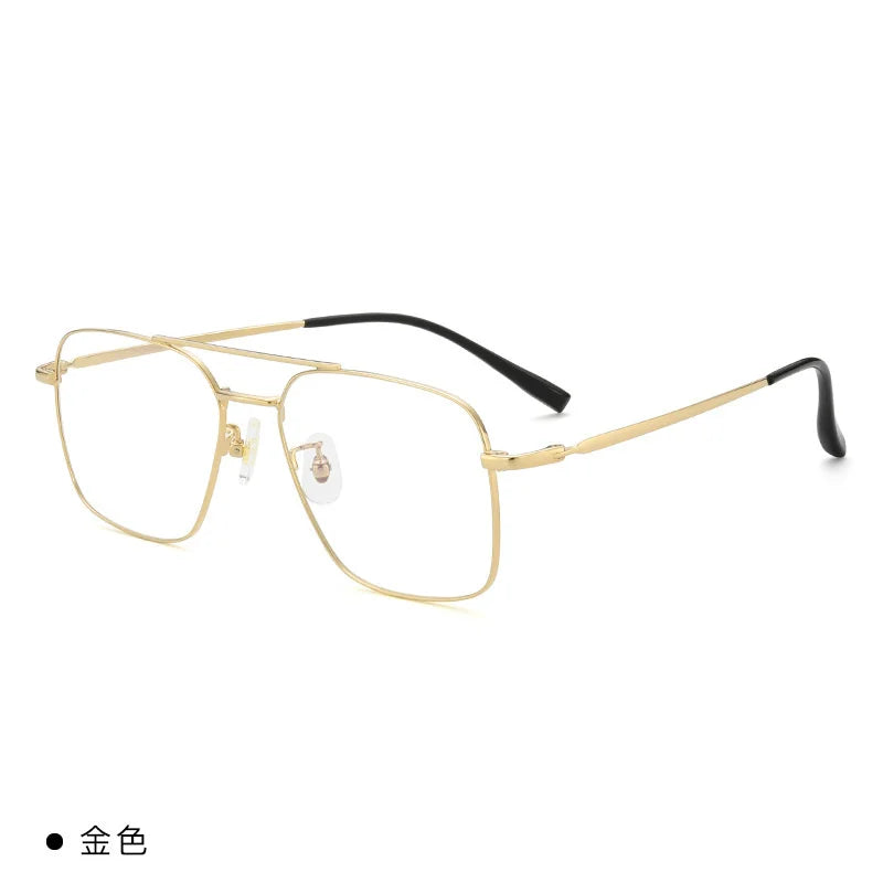 Brightzone Unisex Full Rim Square Double Bridge Titanium Eyeglasses 89172 - Lightweight Durable Frame for Work, Reading & Fashion