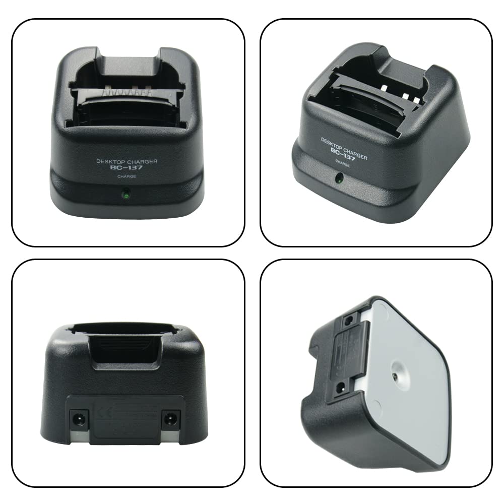 BP-209N BP-210N BP-211 Rapid Battery Charger Base BC-137 for ICOM IC-A6E, IC-A24, IC-V8, F21/40GT, IC-U82 Walkie Talkies - Fast Charging Station for Two-Way Radios in Outdoor Adventures, Construction Sites & Emergency Communications