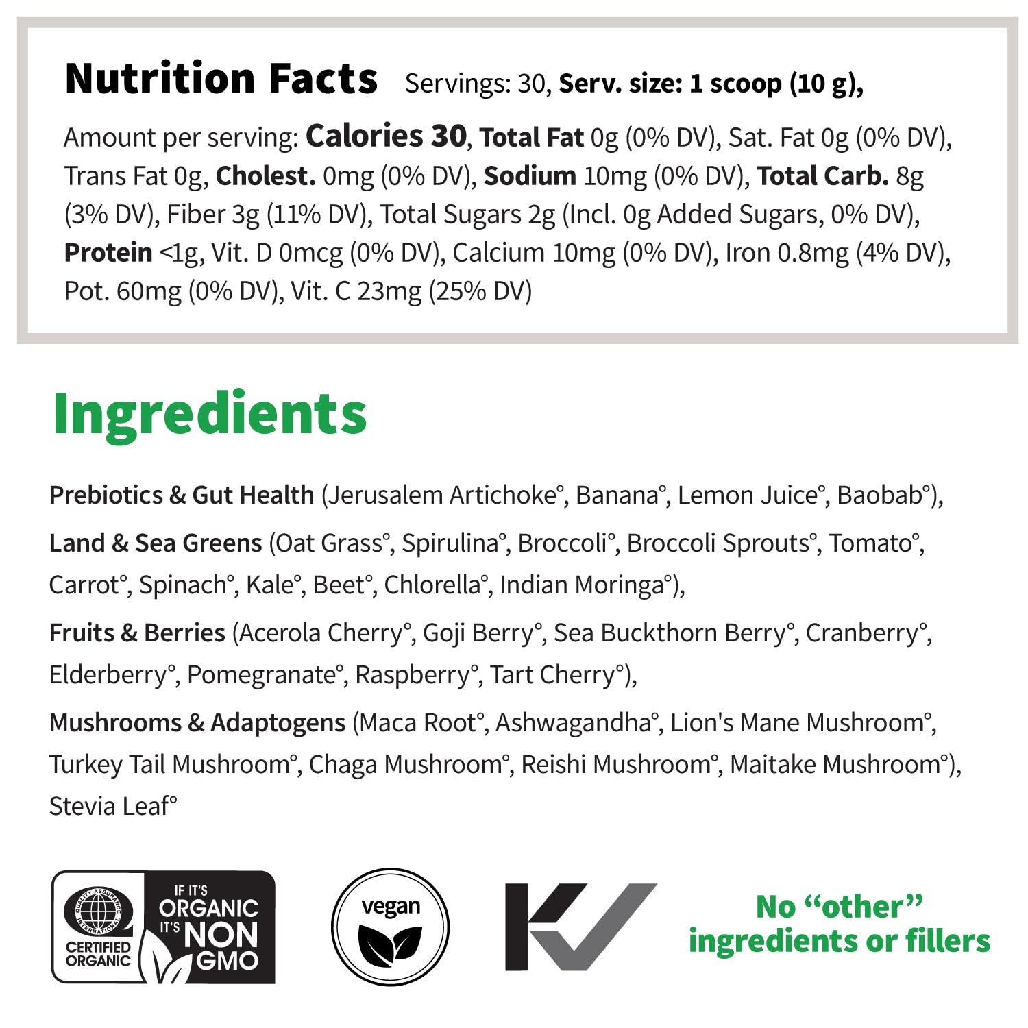 Sprout Living Organic Superfoods Greens Powder - Plant-Based Digestive Support & Detox Blend for Smoothies, Juices & Wellness Drinks