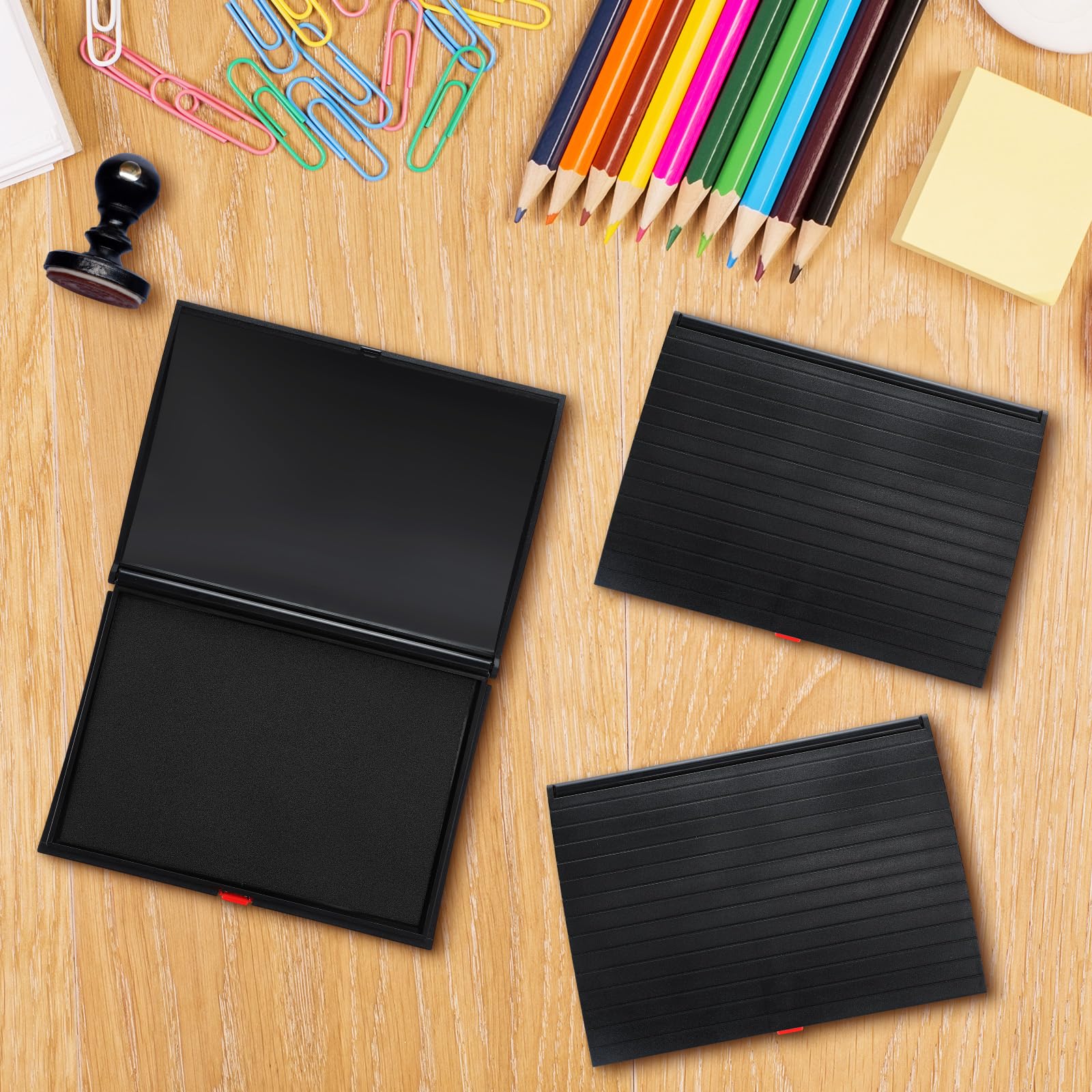 3 Pack 5x7 Inch Classic Black Ink Pads for Stamps - Non-Toxic, Quick-Drying Stamp Ink for Office, Home, Crafting & DIY Projects (Perfect for Document Signing, Scrapbooking & Rubber Stamps)
