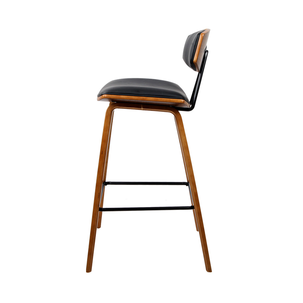 2 Bar Stools with Leather Padded Seat and Backrest - Comfortable Counter Height Stools for Kitchen Island, Breakfast Bar & Home Bar