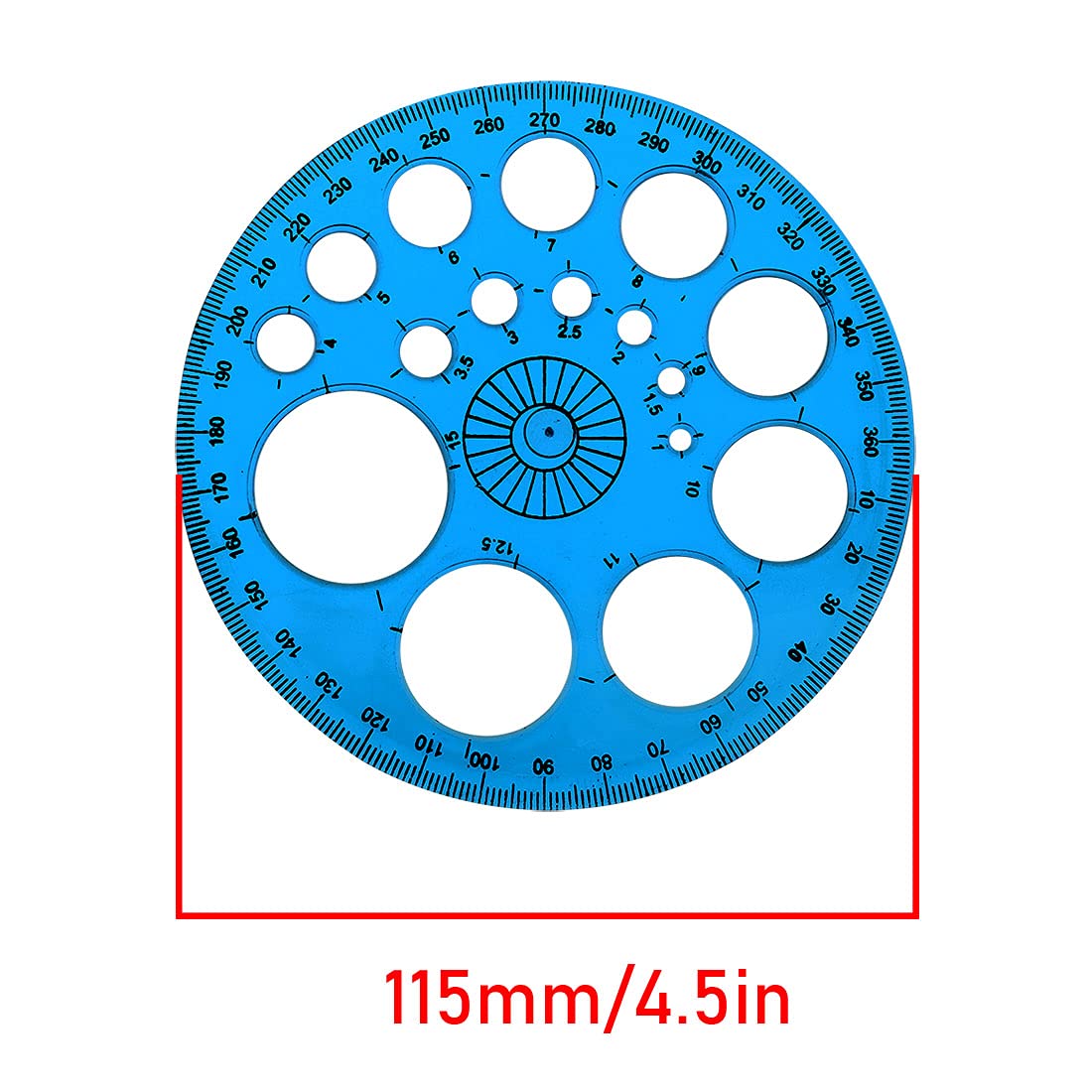 360 Degree Circular Protractor Ruler - 2 Pack Plastic Circle Maker Template, 15cm Blue - Perfect for Geometry, Art Projects & DIY Crafts