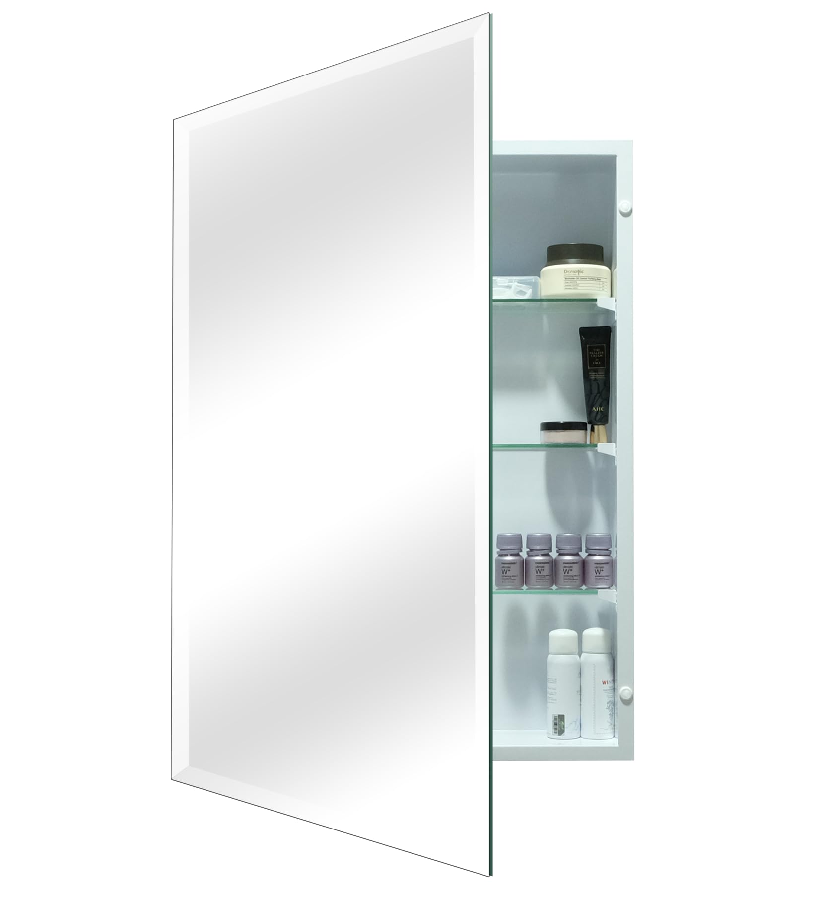 14x24 Inch Frameless Medicine Cabinet with Beveled Mirror - Wall Mounted Bathroom Storage for Toilet & Kitchen - Recessed or Surface Mount Installation - Perfect for Small Spaces & Modern Bathrooms