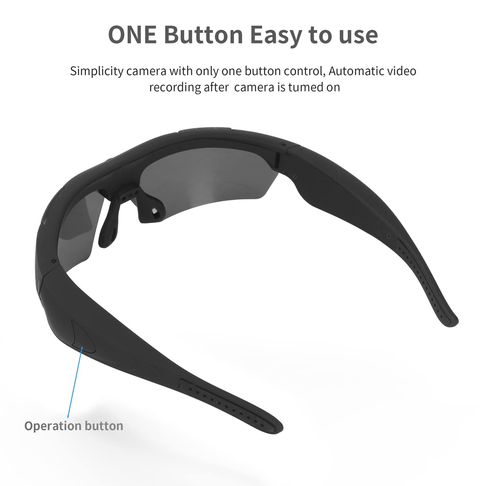 ASHATA 1080P HD Video Recording Camera Glasses - Full HD Sunglasses with 256GB Support for Cycling, Driving, Hiking, Fishing & Hunting | Perfect for Outdoor Adventures & Hands-Free Recording (Black)
