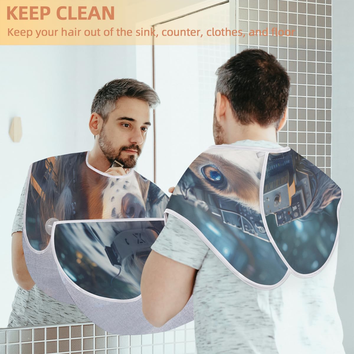 **Men's Beard Shaving Bib - Waterproof Hair Dye & Makeup Apron for Barbers, Stylists & DIY Grooming - Sink Hair Catcher for Easy Cleanup - Perfect Gift for Beard Trimming & Haircut**    *(Use: Home grooming, salon styling, beard care, hair dye protection, sink hair cleanup, barber accessories, DIY haircuts, men's grooming gifts)*