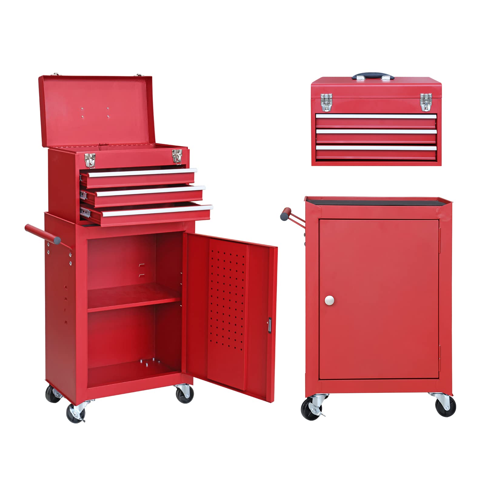 Torin APTB134R Large Red Tool Box - Heavy Duty Storage for Tools, Equipment & DIY Projects - Perfect for Garage, Workshop & Job Site Organization