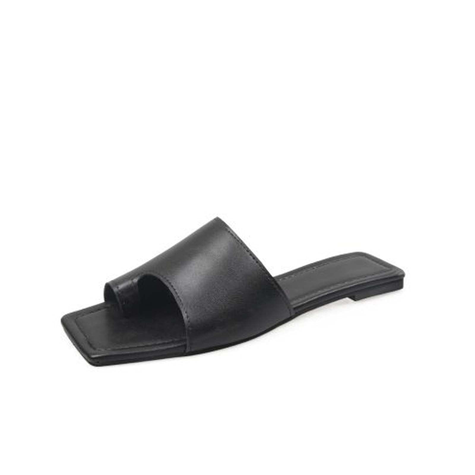 Women's Lightweight Summer Flats Slides - Comfortable Toe Ring Casual Slippers for Walking, Beach, Pool & Home Use