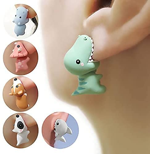 3D Cute Animal Bite Earrings - Handmade Polymer Clay Cartoon Stud Earrings for Women & Girls | Fashion Jewelry Gift for Birthday, Party & Daily Wear