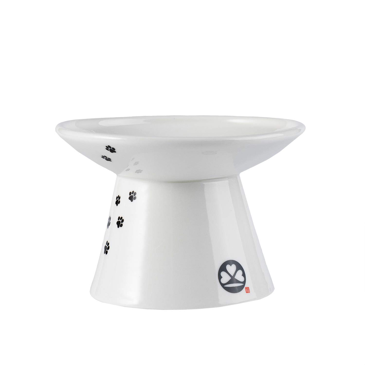 Skullant Cat Ceramic Raised Food Bowls - Slanted Elevated Porcelain Feeder with Backflow Prevention, Dishwasher & Microwave Safe - Perfect for Kittens, Adult Cats & Multi-Pet Homes