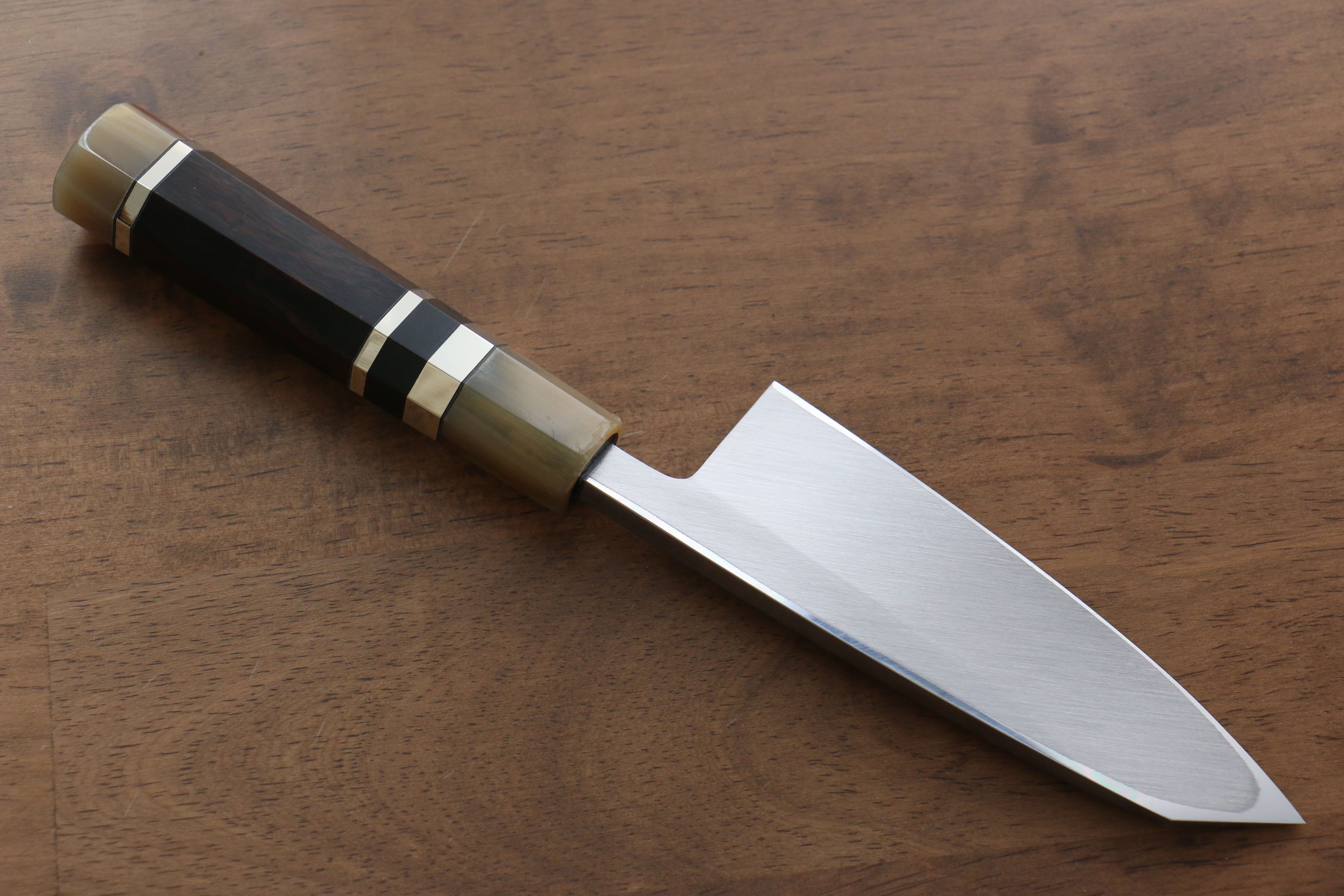 Premium Jikko Shiko White Steel Kiritsuke Deba Knife 120mm - Japanese Chef Knife with Ebony Wood Handle & Double Ring Design - Perfect for Sushi, Fish Filleting & Precision Kitchen Tasks